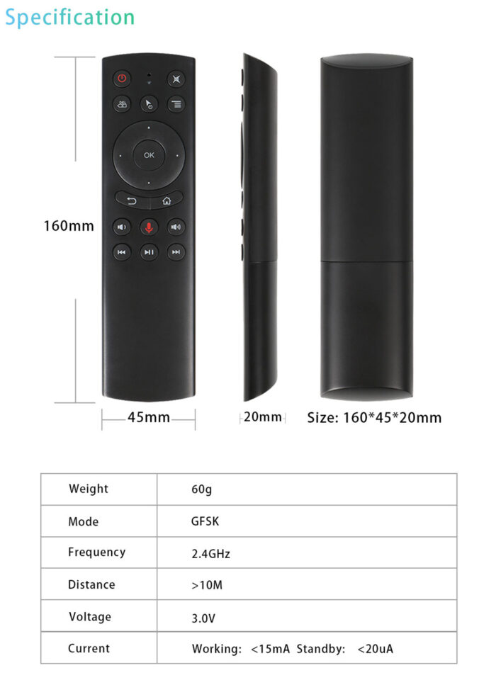 G20S Gyroscope Voice Remote Air Mouse for Android Smart TV Box - Image 5