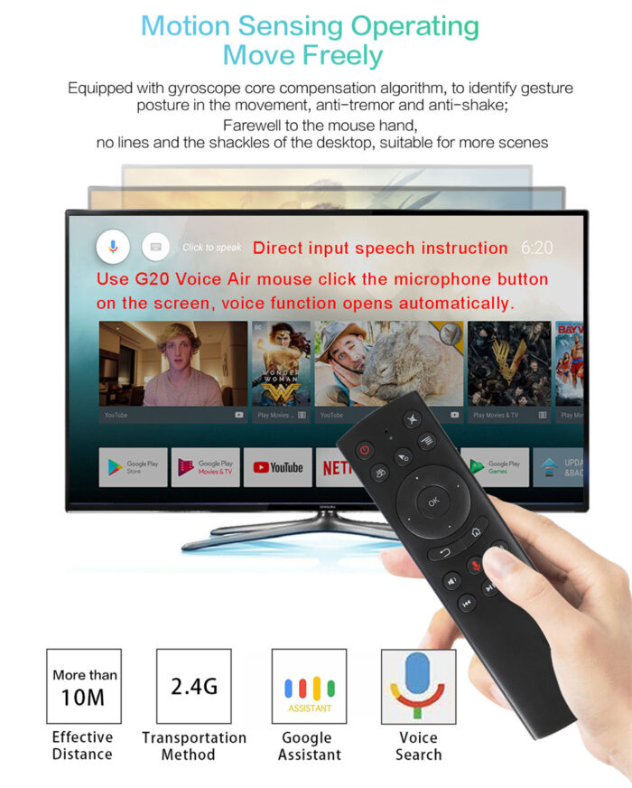 G20S Gyroscope Voice Remote Air Mouse for Android Smart TV Box - Image 4