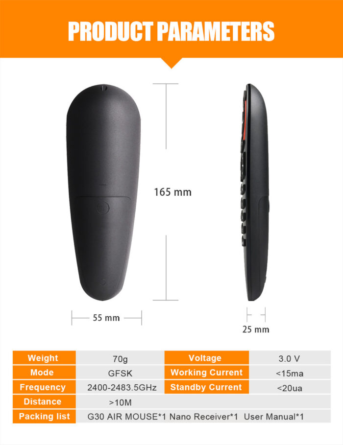 G30S IR learning 2.4G Wireless Gyro Voice Remote Controller Air Mouse - Image 6