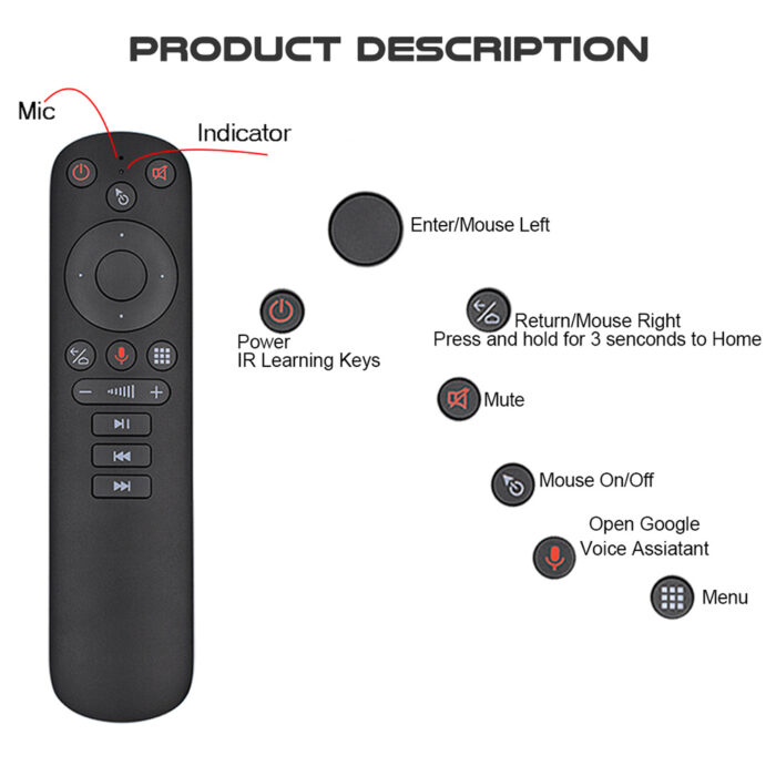 Custom Gyroscope 2.4G Wireless G50S Fly Air Mouse with Voice Control - Image 6