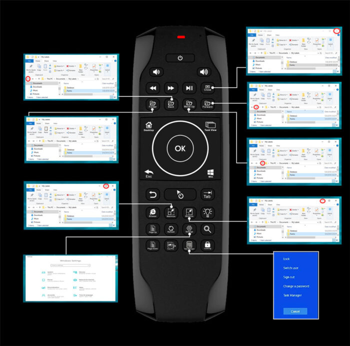 G7W 2.4GHz Wireless Backlit Gyro Air Mouse Keyboard Remote for Win10 - Image 5