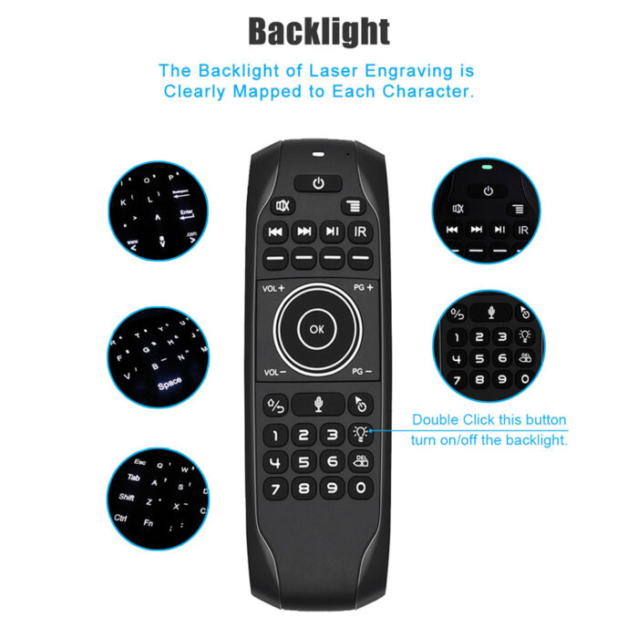 Backlit G7Vpro 2.4G RF Wireless Voice Remote Qwerty Keyboard Air Mouse - Image 6