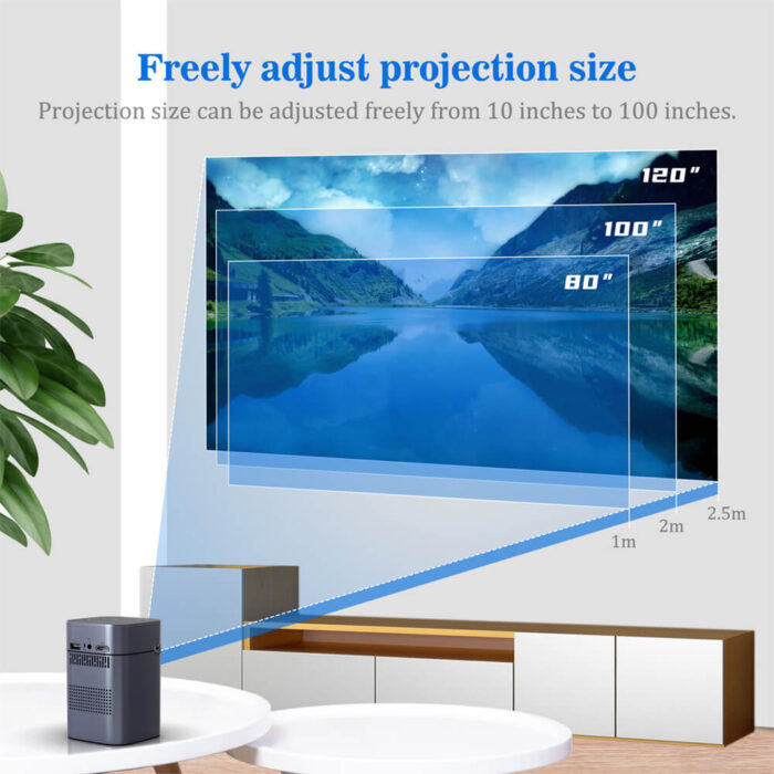 HiFi Speaker Touchpad 12V Portable 120ANSI LED DLP Smart Mini Projector with 7000mAh Battery - Image 6
