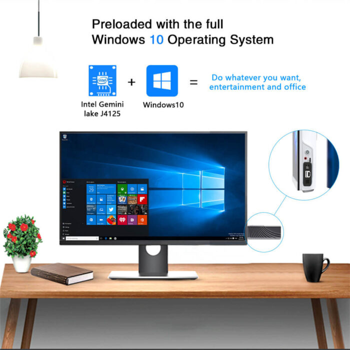 T6 Pro Intel N4000 J4125 6GB DDR4 128GB 4K Windows 10 11 Mini PC Stick con puerto LAN - Imagen 7