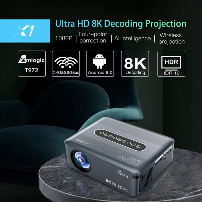 Xnano X1 Dolby Sound 300ANSI Amlogic T972 Native 1080P LCD LED 4K Android Projector with BT Voice Remote - Image 7