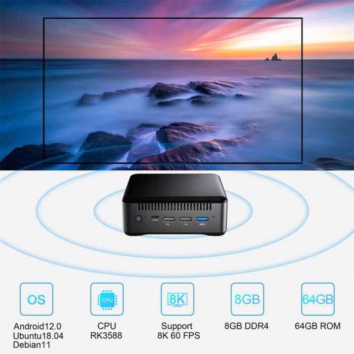 8K 60Hz Rockchip RK3588 Octa Core 8GB 16GB RAM Android 12 TV Box with HDMI Input - Image 6