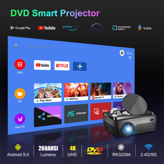 w11 dvd smart projector