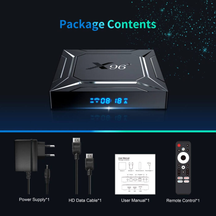 x96 s905x5m android 14 tv box with voice remote